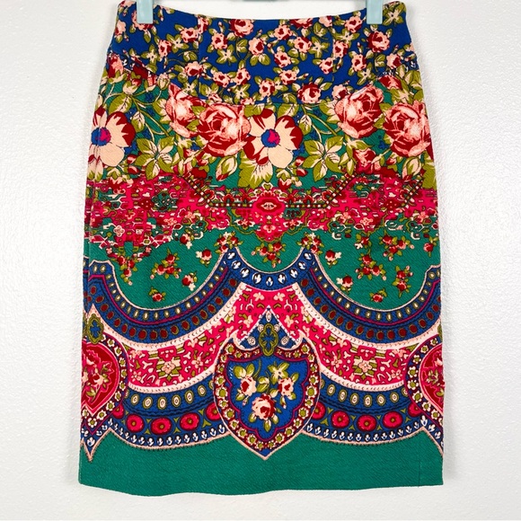 Anthropologie Maeve Multicolor Textured Knit Stretch Pencil Skirt Size 2 - Picture 2 of 6